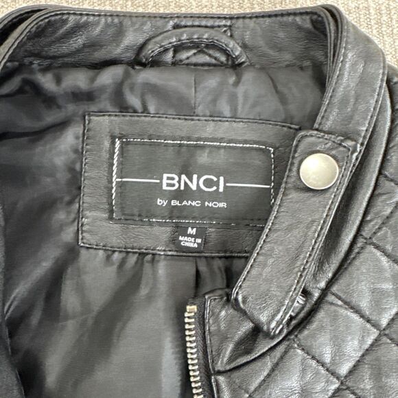 BNCI by blanc noir Faux Leather Motorcycle Jacket Grunge Biker Black Medium - Picture 5 of 8